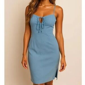 Abercrombie & Fitch Sky Blue Spaghetti Strap Midi Dress